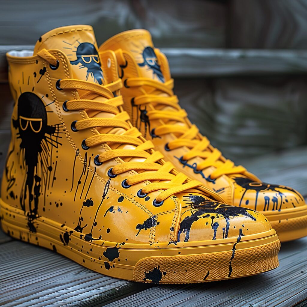 黄色のハイカットスニーカー